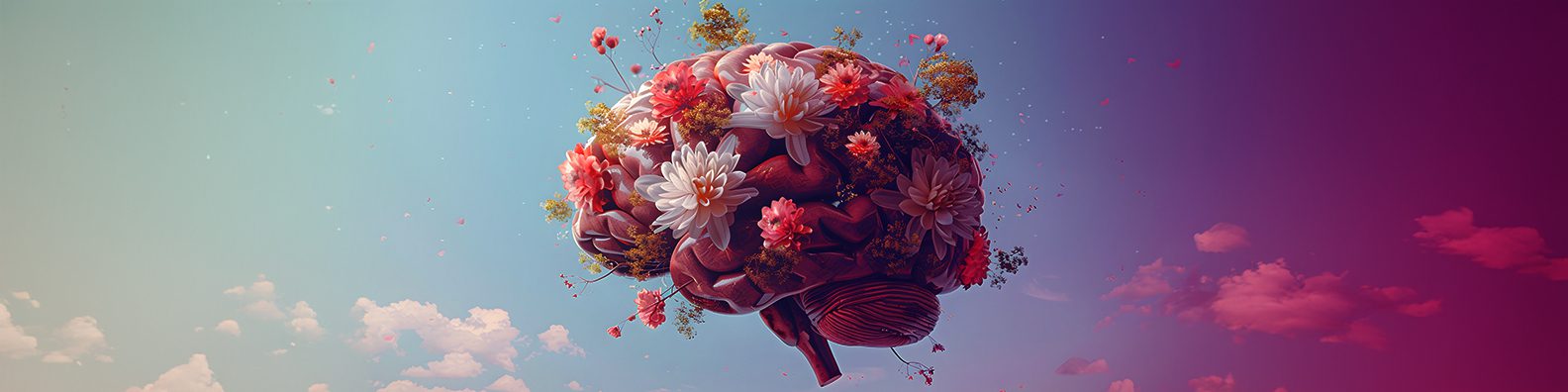 image of AI generated brain with flowers